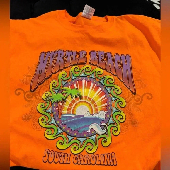 Myrtle Beach South Carolina Ocean Beach Tourist Shirt Short Sleeve T-shirt Neon - Picture 8 of 9